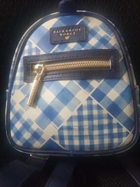 Bath & Body Works Blue Plaid Mini Backpack
